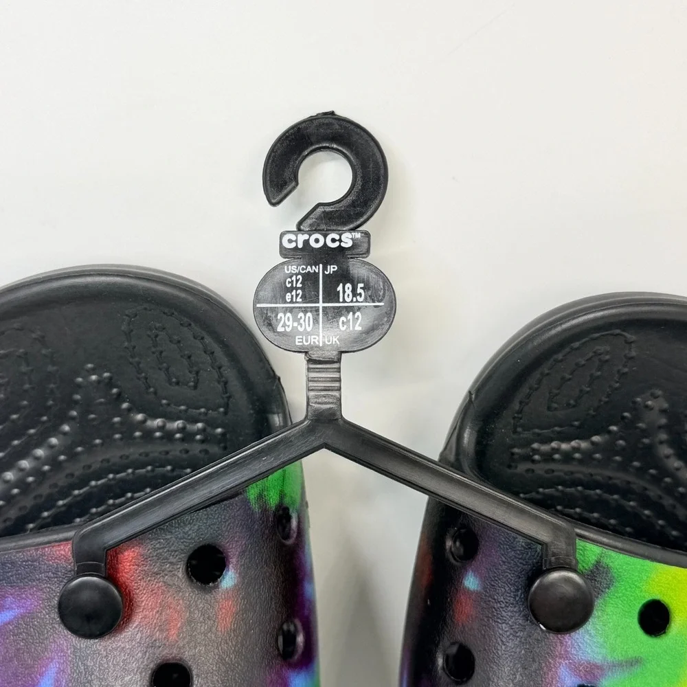 Crocs Tie Dye Graphic Classic Slide Sandals Kids Unisex C12 Multicolor